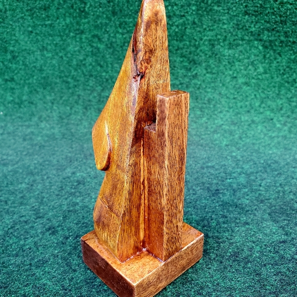 VTG MCM Easter Island Style Handcarved Wood Eyeglasses Stand 7in - Picture 6 of 11